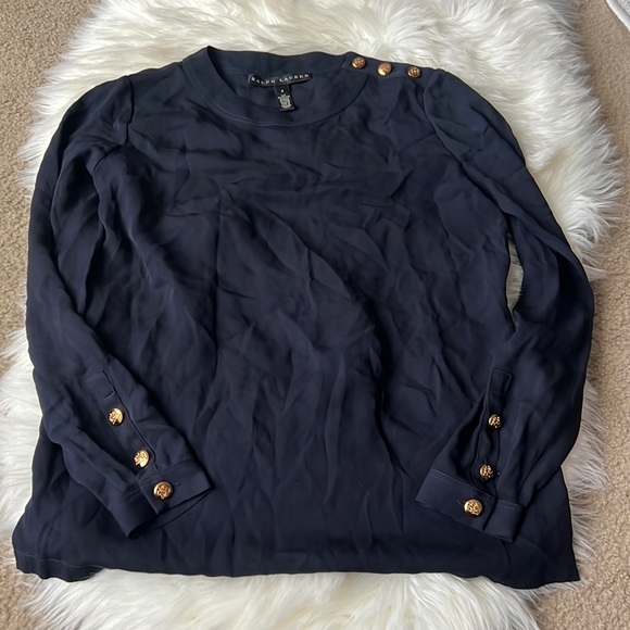 Ralph Lauren Black Label Tops - Ralph Lauren Black Label 100% Silk Blue Blouse Size 4